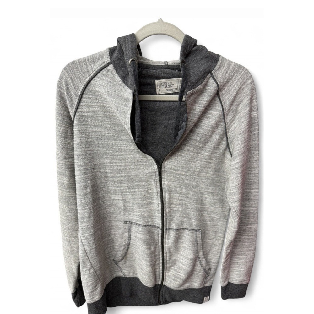 Free Planet zip up hoodie Women's Medium Grey